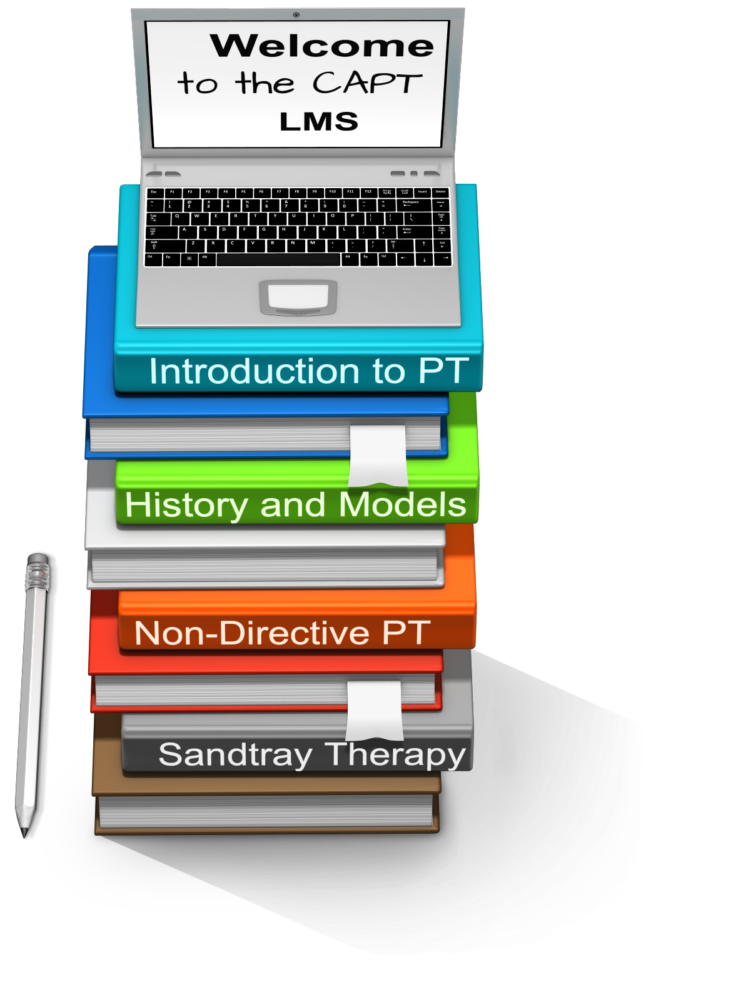 book stack with PT courses 